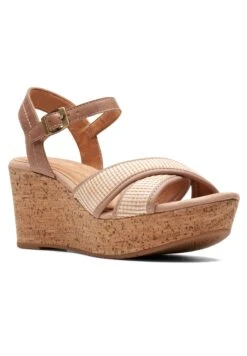 Clarks Elleri Plum - D - Sandalias De Cuña - Beige / Brown -Ofertas Clarks Tienda 567de4346a1041ce8abea33c26d88754