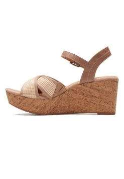 Clarks Elleri Plum - D - Sandalias De Cuña - Beige / Brown